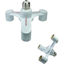 3 in 1 Light Socket Splitter, E26/E27 Light Bulb Socket Outlet Adapter, 3 Way Lamp Lighting, Multi Holder Extender for Extension Socket Lamp Holder Converter