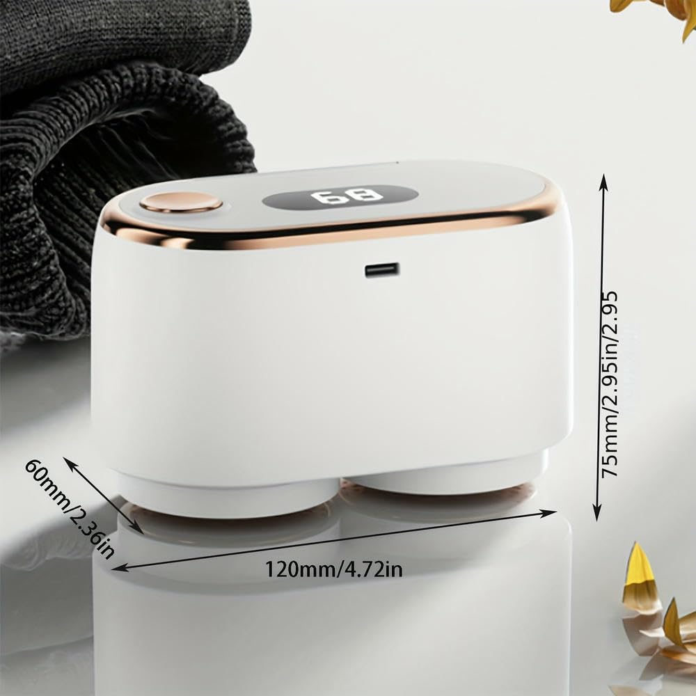 SYJYM Dwugłowicowa elektryczna golarka do tkanin z cyfrowym wyświetlaczem, 3-biegowa, ładowana przez USB, do usuwania kłaczków, Bobble