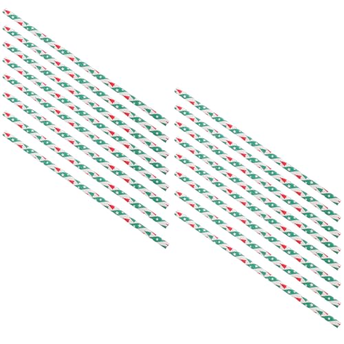 50 pitillos desechables de papel con puntos verdes para fiesta