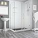 Aston SEN962EZ-SS-542436-10 Bromley GS Frameless Hinged Shower Enclosure with StarCast Clear Glass and Shelves, 53.25" to 54.25" x 36.375" x 72", Stainless Steel