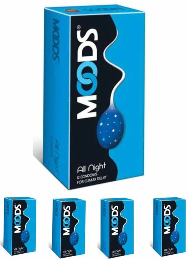 MOODS LuvStock All Night Climax Delay- Extra Time Condoms For Men Condom (Set of 5, 60 Sheets)