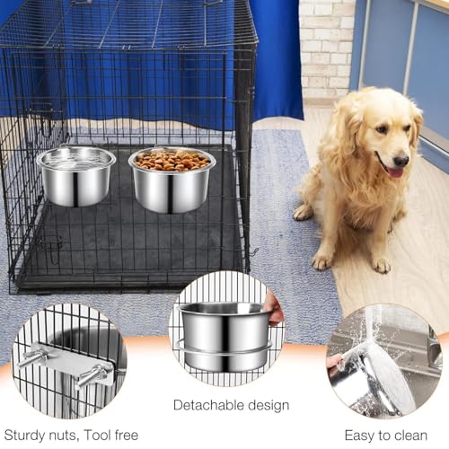 Hundekäfig-Wassernapf,Hundekistennapf - Hundebox Aus Edelstahl Zum Aufhängen Von Wasser- Und Futternäpfen - Hundenäpfe Für Trocken- Und Nassfutter Für Zwinger, Käfige Und Mehr, Zubehör