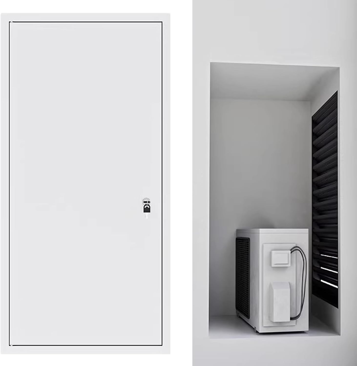 Large Access Door Heavy-Duty Aluminum Flush Mount Frame, Exterior Wall Access Panel with Key Lock, Inspection Hatch Cover for Drywall Plumbing Electrical Attic and HVAC (60X90CM / 23.4X35.1IN)