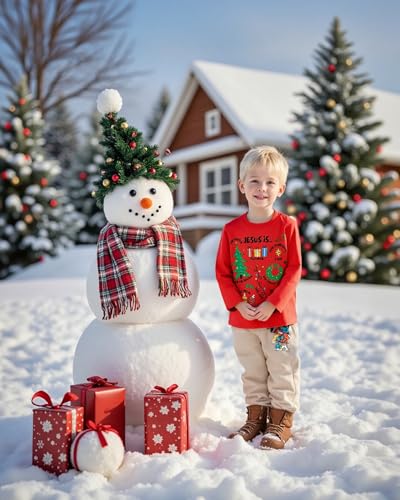 Toddler Boys Girls Ugly Xmas Graphic Long Sleeve T-Shirts Kids Fall Holiday Tops Tees 2-7T2