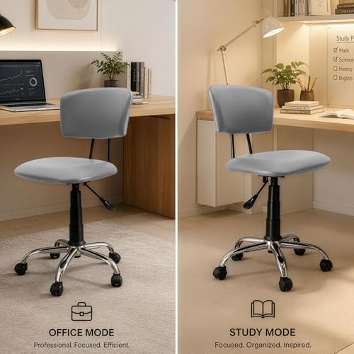 Image of DIYA Seating Vibe Square Rolling Stool (1 Year Warranty) with Comfortable Backrest Height Adjustable & Revolving Swivel Stool Chair for Study Office and Regular Work - Grey (44 inchx47 inchx85 inch)