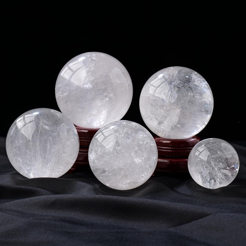 White Crystal Ball White Crystal raw Stone Polished Crystal Ball Home Porch Seven Star Array feng Shui Ball Crystal Ornaments,White,90mm