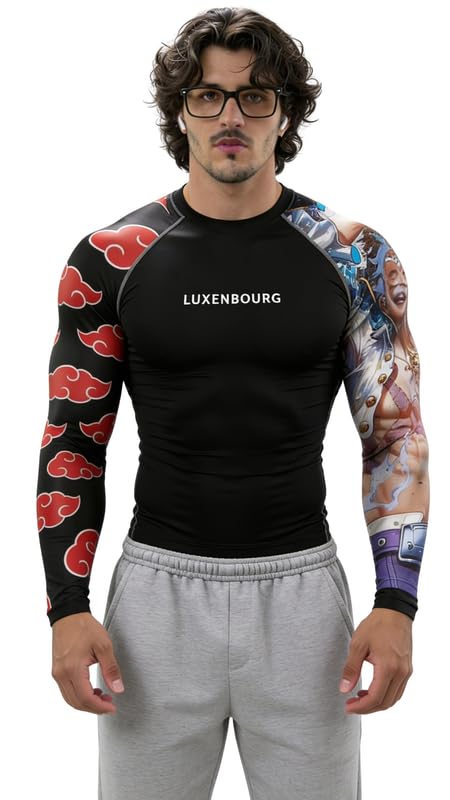 luxenbourg Mens Gym Compression T-Shirt | Polyester Full Sleeve Sports Wear and Rash Guard for Training Workout and Athletic Activewear | Black-picture-13