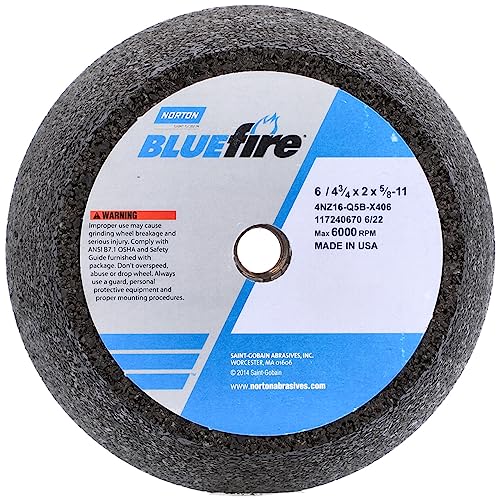 Norton 66253198584 6x2x5/8-11 in. BlueFire ZA Non-Reinforced Portable Snagging Wheels, Type 11, 16 Grit, 5 Pack