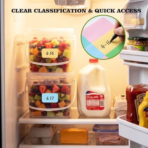 Image of ASEVAT 6 Pack Square Plastic Buckets with Lids & Handles, 1L /2L /3L White & Clear Food-Grade Storage Pails, Stackable Airtight Containers for Food, Pantry & Cleaning Supplies