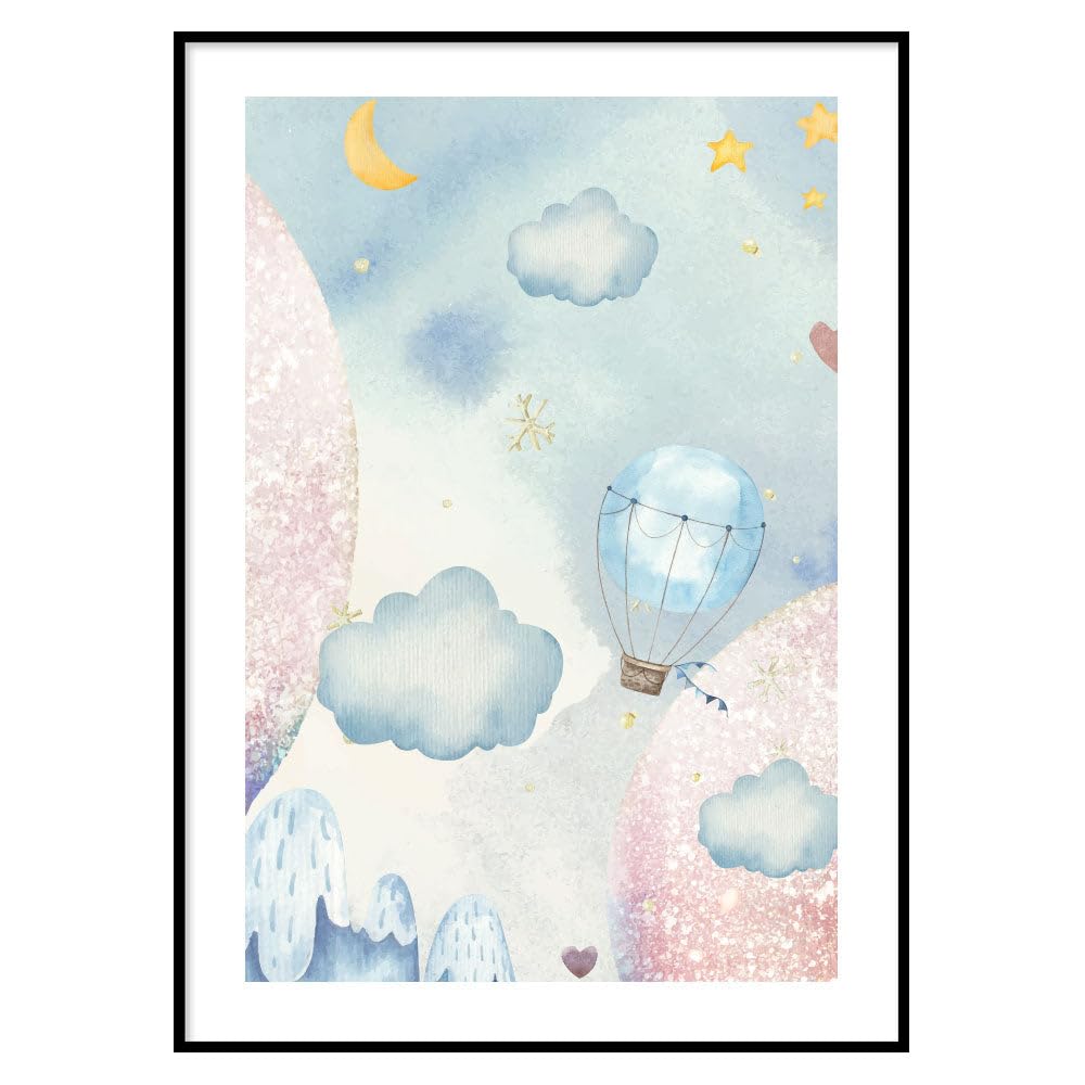 Declea Póster decorativo para habitación de los niños con o sin marco Póster Kids Globo Globo de Niño Impresión en papel de alta calidad habitación infantil idea regalo elegir tamaño póster