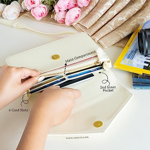 Image of NEORAH Women's Crossbody Sling Bag EMMA + Envelope Flap +Magnetic Closure + Zippered Compartment + ATM Card Holder 6 Slots |Vegan LEATHER Side Bag clutch |Compact and lightweight Sling Bag