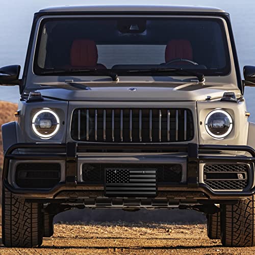 American Black Front Flag License Plate, Aluminum 3D Metal Embossed License Plate, Decorative American Flag License Plate For Men/Women/Boy/Girls Car, Black #TOP1