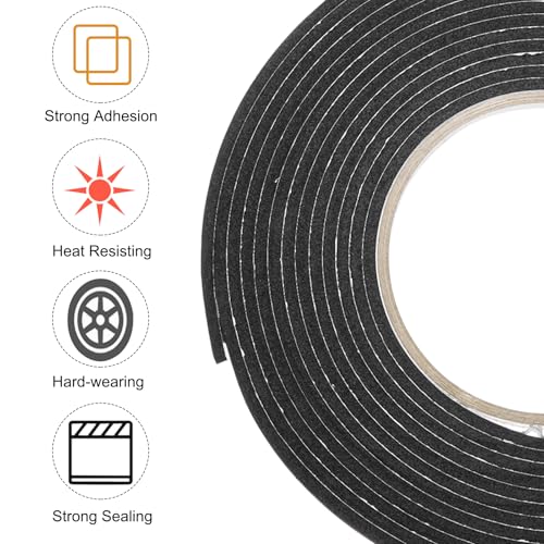 Image of uxcell 4pcs Rolls Single Sided Foam Tape Removeable EVA Sponge Mounting Tape Strong Adhesive Tape Strips(Black, 13ft x 1 /4 inch x 1 /8 inch) for Home Paint Wall Hanging Poster Decor