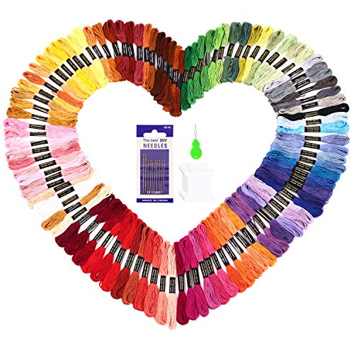 Embroidery Floss 150 Skeins SOLEDI Embroidery Thread Rainbow Colors Cross Stitch Threads for Friendship Bracelets with Embroidery Tools (100skein)