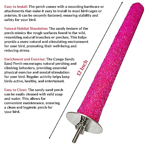 Image of Congo Premium Safe Chew Bird Sandy Sand Perch for Grinding Nail for Birds (Medium Sandy Perch 12 inch)