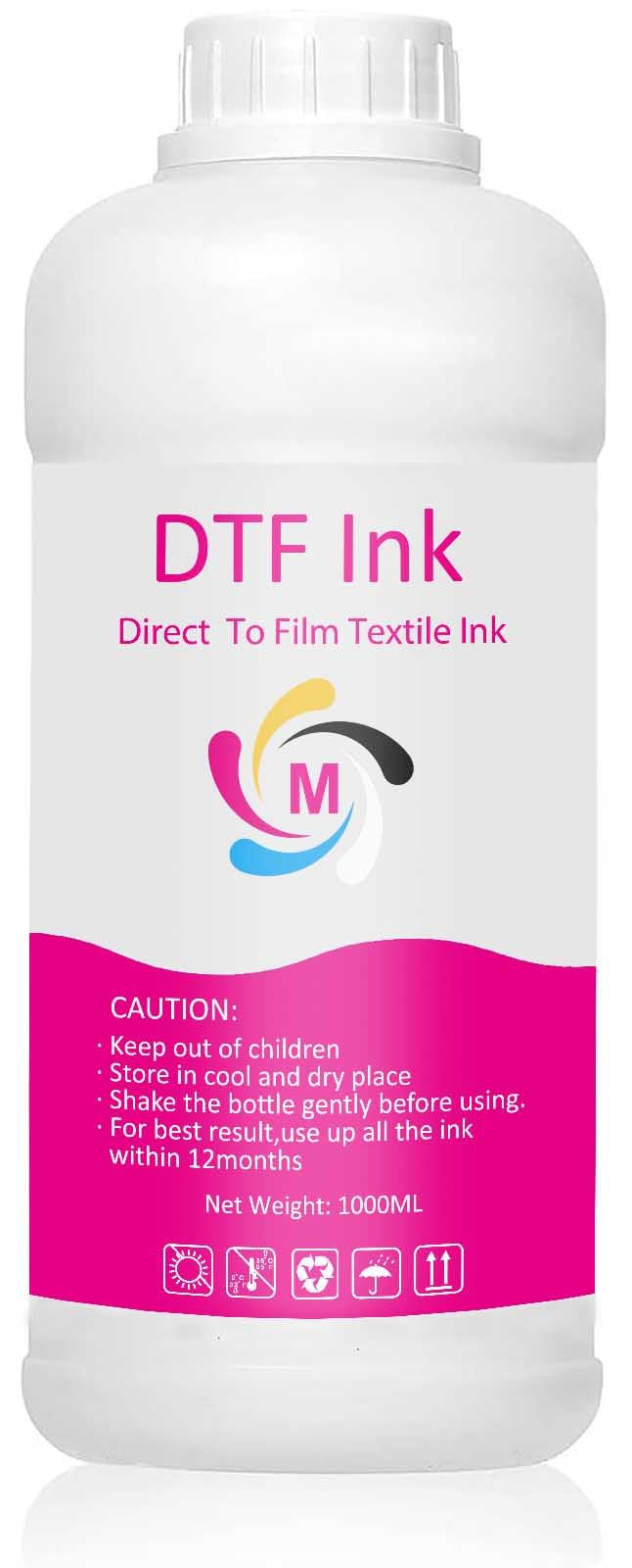 DTF Ink Magenta 1000ML Refill for Printhead DX5 DX7 5113 XP600 L3200 4720 TX800 L1800 L805 R1390 Printer, for Heat Transfer Film Printing (1 Pack)