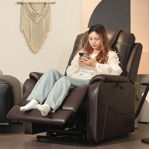 EONIX Triple Motor Lay Flat Power Lift Recliner Chair for Elderly with Massage, 400lbs Electirc Lift Chair for Living Room, Independent Adjustable Backrest Headrest, Extended Footrest, Dark Brown - Image 3