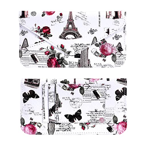 Image of XEYOU Women's Card Wallet Envelope Style Credit Card Holder Cute Cash Wallet for Ladies, White Iron Tower, Minimalist