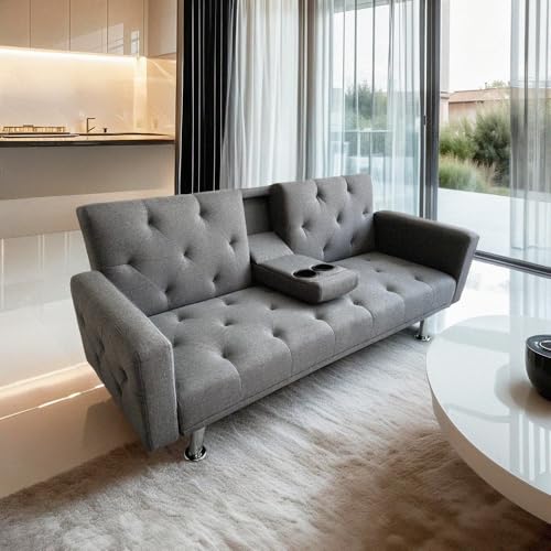 Otium sofá cama clic clac de 2 plazas reclinable con reposabrazos portavasos