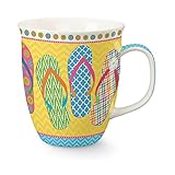 Sandals Flip Flop Parade Yellow 16 Ounce Coffee Latte Tea Harbor Mug Cape Shore