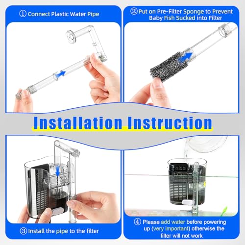 Image of AQUANEAT Aquarium Hang on HOB Power Filter 5 Gallon Rimless Small Fish Tank Filter 90GPH (up to 5Gal)