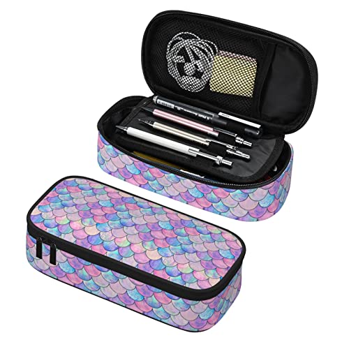 Image of Mermaid Pencil Case for Girls and Kids Cute Pen Box Pouch Large pencil bag with Double Zipper, Portable Pencil Pouch for School Office Supplies