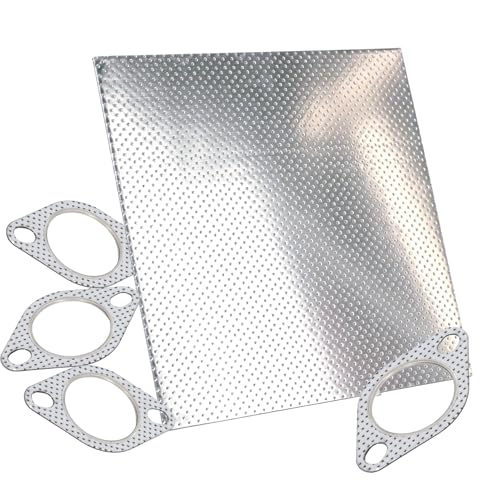Flewdart Hoja de papel junta escape Espesor 1.6mm mensiones 20 x 20cm, papel juntas escape metálico Resistente 350°C (20x20cm)