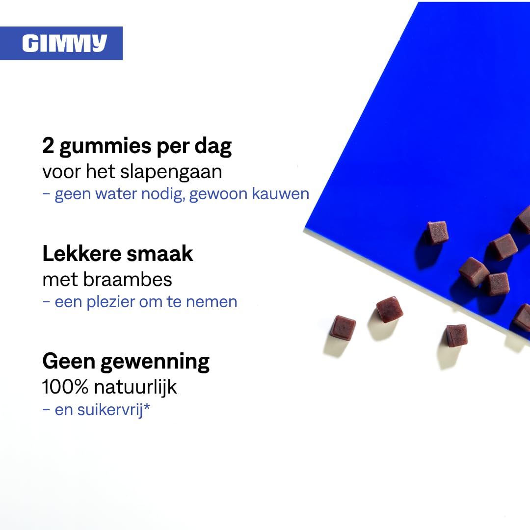 GIMMY Deep Sleep - compliment alimentaire aux gommes pour le sommeil - melatonine, L-théanine, valériane, vitamine B6 et camomille - sans sucres et vegetalien (60 pieces, 2 par jour avant le coucher)