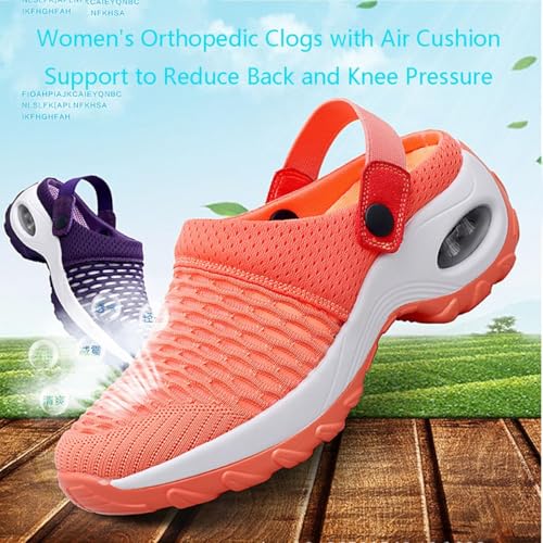 Women's Orthopedic Clogs with Air Cushion Support, Slip on Stretch Wide Width Arch Mules Summer Mesh Sneaker, Reduce Back and Knee Pressure Slippers Sandals3