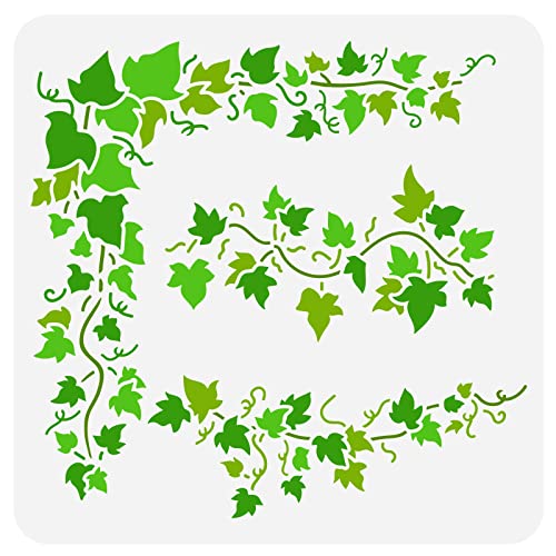 FINGERINSPIRE Ivy Painting Stencil 30x30cm Hollow Out Vine Leaves Craft Template Reusable Wall Border Leaf Stencil Plastic PET Plant Template for Wall Tiles
