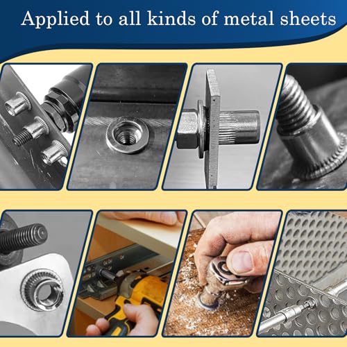 Image of 3 /8''-16 UNC Rivet Nut, 28Pcs 304 Stainless Steel Flat Head Rivnut Threaded Insert Nutsert