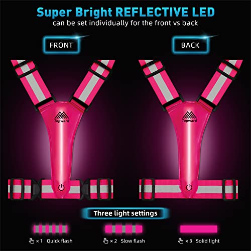 LED Reflective Vest Safety Gear, Light Up Vest for Night Walking Cycling, High Visibility