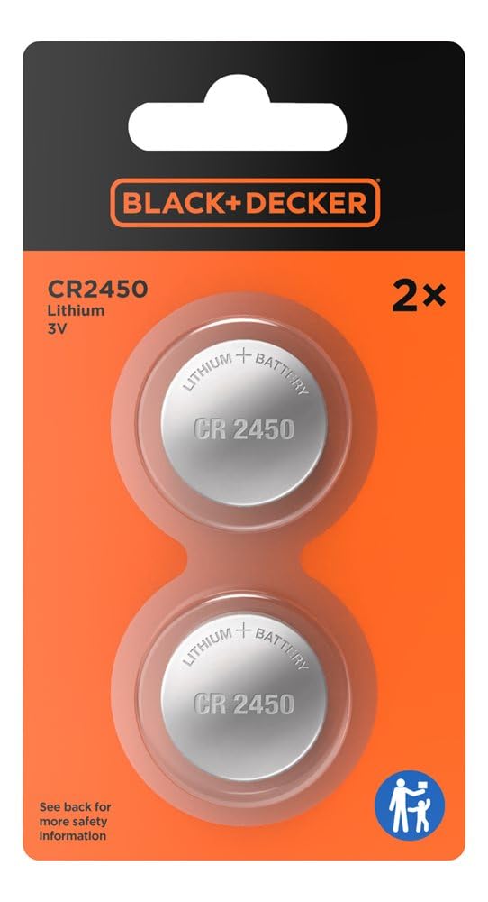 BLACK+DECKER Lithium CR2450 Knopfzellen, 480 Stück (240 x 2er-Pack), 3 V, kindersichere Verpackung, Großpackung