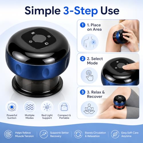 Image of Elnor Smart Dynamic Cupping Therapy Device | Rechargeable Cupping Therapy Massage Tool | 3 in 1 Vacuum Therapy Machine for Body Massage Pain Relief, Best Massagers for Neck and Back with 12 Modes