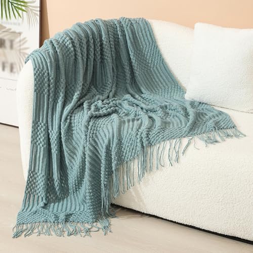 YHXBD Couverture Tricotée pour Canapé, Chaise, Canapé-lit, Simple, Couleur Unie, Texture Géométrique, Douce Et Confortable, Couverture De Canapé, Lit,...