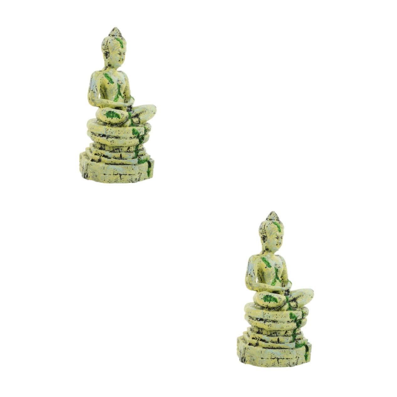 Toddmomy 2pezzi Decorazione Acquario Resina Con Buddha Seduto Ornamento Sicuro Per Pesci Design Artistico Per Paesaggi Sottomarini Adatto Acquari e Salata Resistente e Duraturo