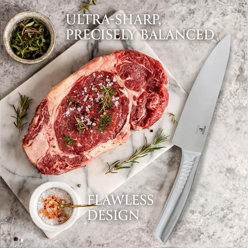 Image of Moss & Stone Small 6 Pcs Kitchen Knife Set with Block, Stainless Steel