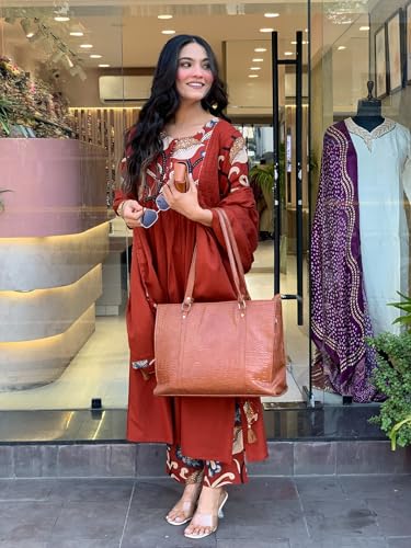 Image of GoSriKi Women's Rayon Viscose Anarkali Printed Kurta with Pant & Dupatta