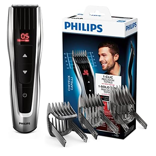 Philips HC7460/15 Tondeuse cheveux Series 7000 avec sabots motorisés,Gris/Noir