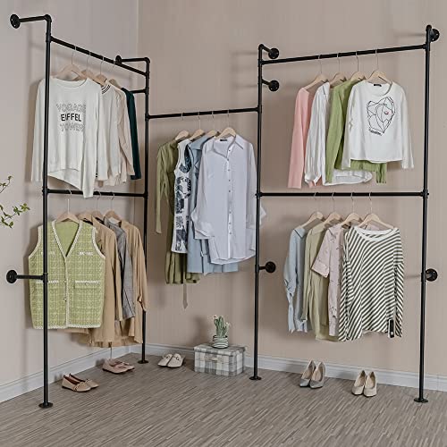Industrial-Pipe-Clothes-Rack-Heavy-Duty-Detachable-Wall-Mounted-Black-Iron-Garment-Bar-Clothing-Store-Display-Stands-Garment-Rack-Closet-System-1255-x-937inch Industrial Pipe Clothes Rack Heavy Duty Detachable Wall Mounted Black Iron Garment Bar Clothing Store Display Stands Garment Rack Closet System 1255 x 937inch