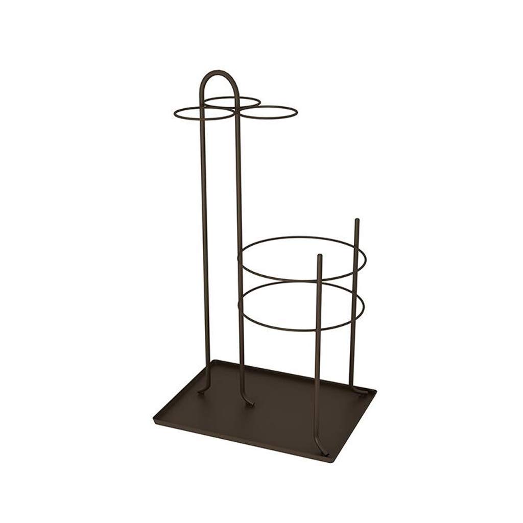FCXWEVR Elegant Wrought Iron Umbrella Rack Holder Stylish Black Parasol Storage Stand for Home & Hotel Durable Floor Bucket (Brun A)