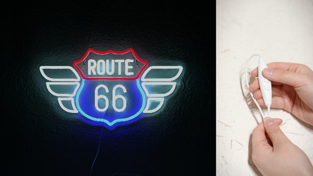 Route 66 Neon Sign Vintage Route 66 Garage Wall Decor Dimmable Us