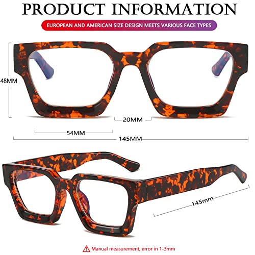 Image of AIEYEZO Square Thick Frame Glasses for Women Men Fashion Blue Light Glasses Trendy Chic Computer Eyeglasses