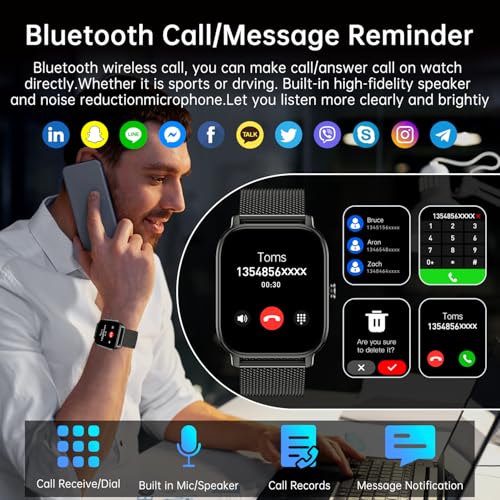 Smart Watch for Men Women Fitness: Make Answer Call Digital Mens Watches Waterproof Running Pedometer Smartwatch for Android Phone iPhone Samsung Compatible Sleep SpO2 Heart Rate Monitor Step Tracker2