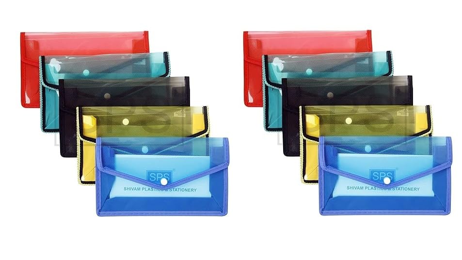 KOSH Plastic Flexi Button Bag | Cheque Book Holder | Document Holder | Passbook Holder Cheque Pouch (Pack of 10)-picture-26