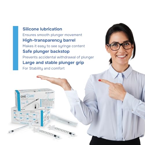 Image of ONE-CARE 1ml /cc Luer Lock Syringe, 100 /bx Blister-Packed | Safe Backstop, Precise Dosing, Accurate Graduation, High-Transparency Barrel, Silicone-Lubricated Plunger