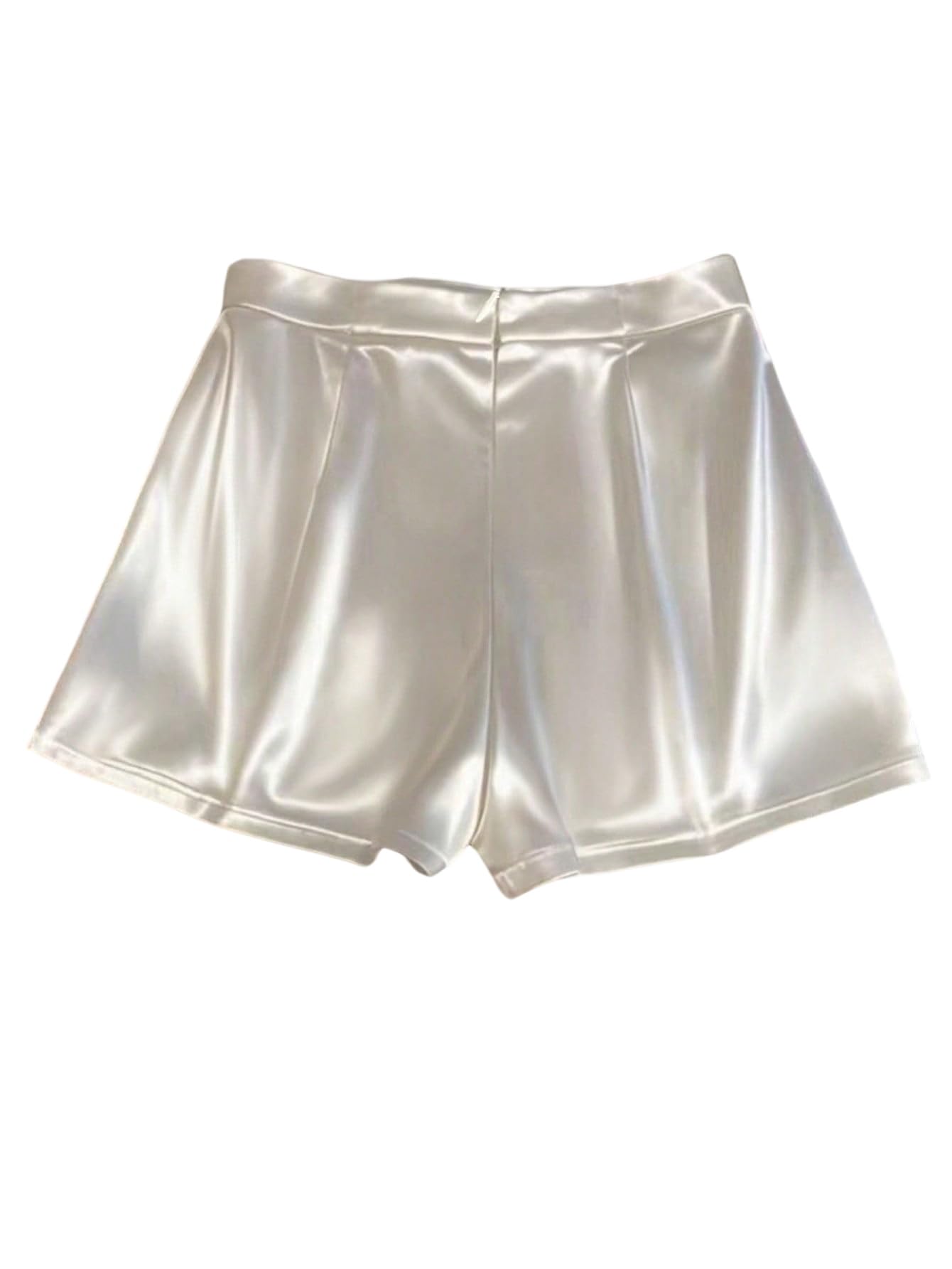 SOLY HUX Pantaloncini estivi da donna in raso, dritti con tasche, eleganti pantaloni in raso, per il tempo libero, con decorazioni a catena, casual, da ufficio