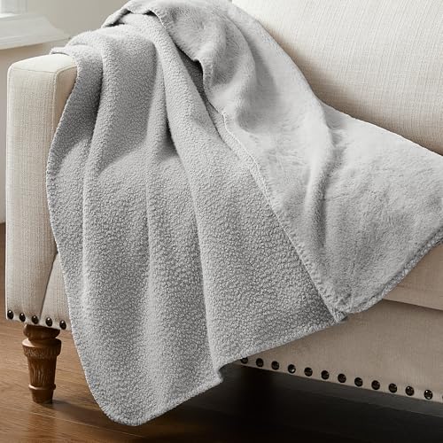 R.SHARE Kuscheldecke Flauschig Kaninchen Plüsch Decke Kunstfell Sofadecke Weich und Warm Sofaüberwurf Couchdecke Überwurfdecke Wohndecke Für Bett Sofa Schlafzimmer Büro,150 x 200 cm,Grau