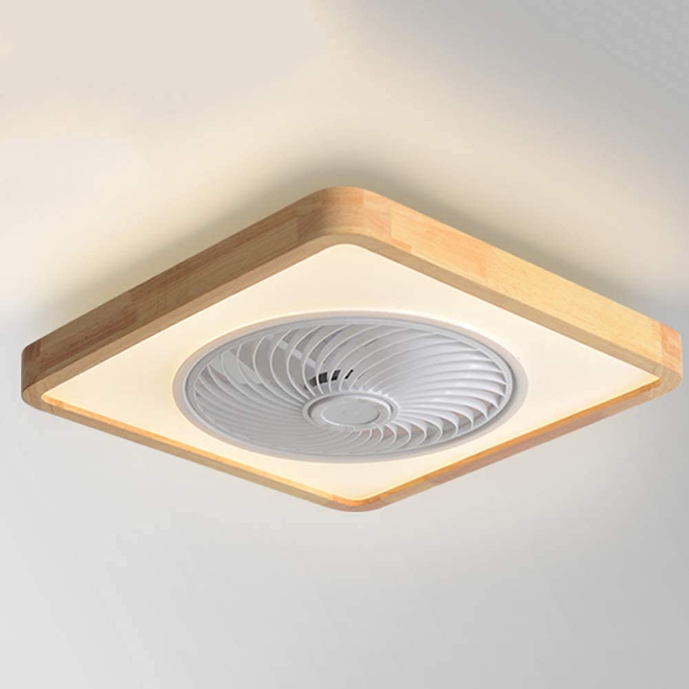 HXYSXHJUO Modern Wood Ceiling Fan with LED Chlier Light 32W Remote Control & APP Low Profile Dimming Ventilator Adjustable Wind Speed Mute Perfect for Home Decor