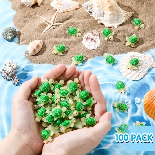 Image of Threehoney 100 Pcs Mini Resin Turtle Bulk Tiny Sea Animal Figurines for Fish Tank Aquarium Ornaments Cake Garden Lawn Decor DIY Craft Micro Landscape Birthday Party Gifts(Turtle Style)